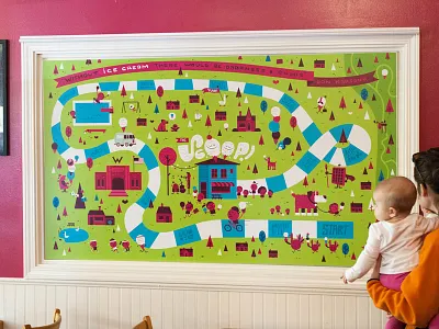 The Scoop Mural animals characters children design ice cream illustration kids mural print spokane