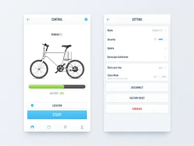 Bike Control & Setting app bike ui ux