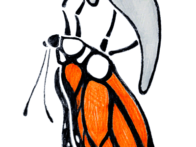 Monarch Butterfly Emerges alternative illustration digital hand printing illustration lino lino cutting lino printing mixed media print print art