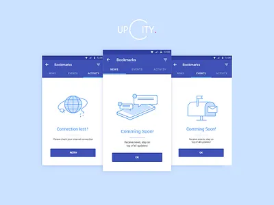 Upcity Placeholders application city clean icons interface internet letter notifications tabs ui ux