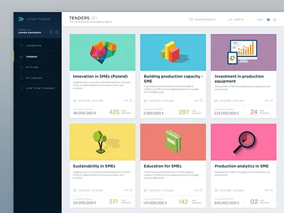 Fundfinder Tenders Page ui ui design ux webapp