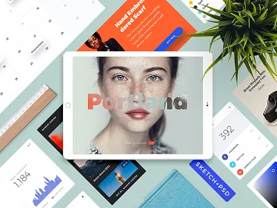 Portland UI kit for Sketch -40% Limited Offer colorful ecommerce free freebie navigation psd sketch sketchapp ui ui kit widget widgets