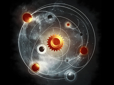 Planetary Movement O c4d cinema 4d concept concept art digital art illustration o photoshop type universe