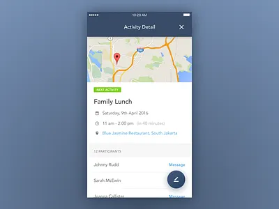 Activity Detail activity app badge event fab ios map mobile planner schedule task todo