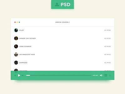 Video Player - Freebie clean dailyui diffuse freebie green list minimal player psd ui video white