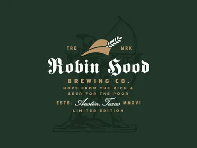 Robin Hood Brewing Co. beer brewing company grain hood hops logo robin