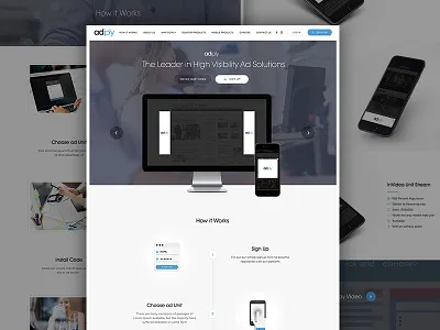 Adiply Landing clean flat icon landing navigation slider startup ui ux video