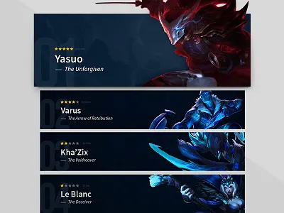 Daily UI 019 - Leaderboard 19 blue characters daily ui design game leaderboard league of legends minimal ranking ratings simple