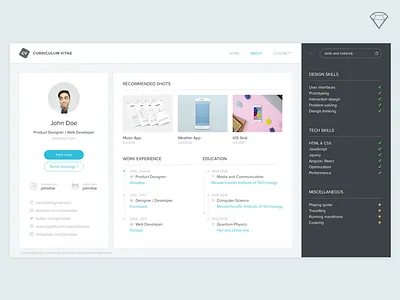 [Freebie] Curriculum Vitae Template curriculum cv dashboard file freebie job mockup recruitment sketch template ui vitae