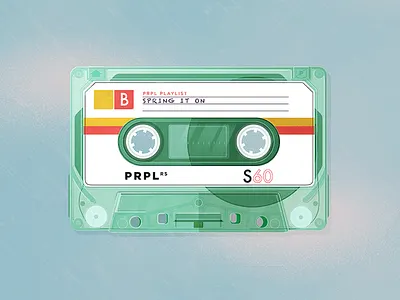 Spring It On [Get Sprung] cassette illustration mixtape playlist prpl spotify spring tape vector