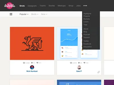 Dribbble subtle redesign clean design dribbble flat redesign shots tiles ui user interface web