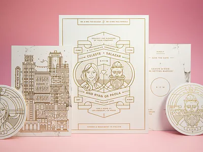 DePaola Wedding Invitations beard coaster coasters copper downtown foil invitation letterpress los angeles marble print wedding