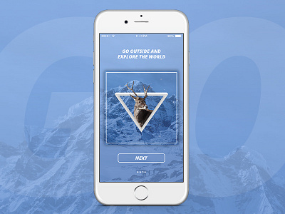 Go Outside - Free PSD animal app app design nature blue deer explore mountains snow winter