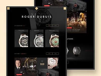 Roger Dubuis - Personal Diary flat luxury menu minimal navigation store swiss ui ux watch webdesign