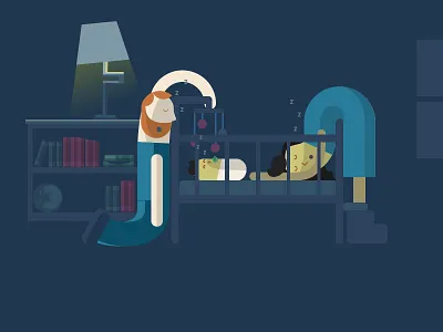 Sleepy bebe baby crib family hero illustration night sleep sleepy strap wearable website