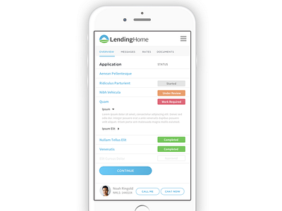 Mobile Dashboard borrower clean dashboard design lending mobile status ui