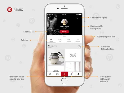 Pinterest Remix app ios material design pinterest redesign remix simplification ui ux