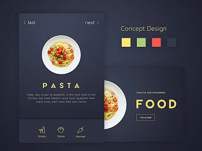Day 04 - Food concept design blue concept design flat food pasta ui