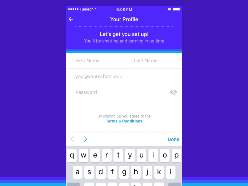 Profile Creation Flow after effects animation app interaction ios messaging prototyping ui