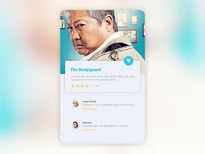 Day 03 - movie《The Bodyguard》 movie blue card design flat movie ui yellow