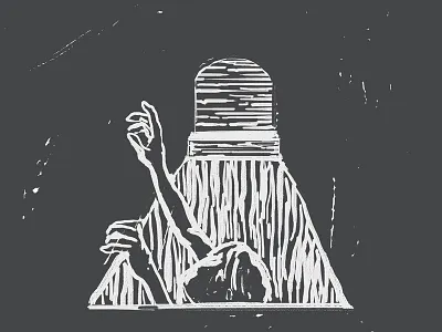 Mood depression grave illustration self portrait woodcut