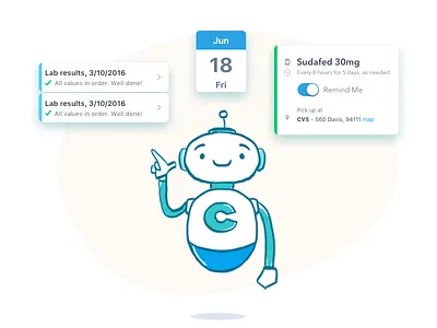 Med Bot Illustration - Carbon avatar bot cartoon character drawing hand drawn illustration ios landing page ui