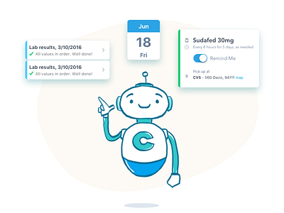 Med Bot Illustration - Carbon avatar bot cartoon character drawing hand drawn illustration ios landing page ui