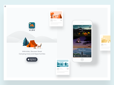Camping app landing page aldo app appstore camping ios landing ui ux website