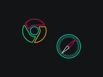 Neon Browsers bright browser chrome color icon neon outline safari