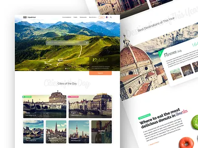 Tripadvisor Redesign - Homepage concept flat green home homepage travel tripadvisor ui ux web website white