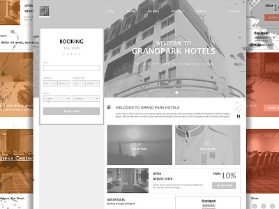 High-fidelity Wireframe black and white high fidelity rwd ux website wireframe