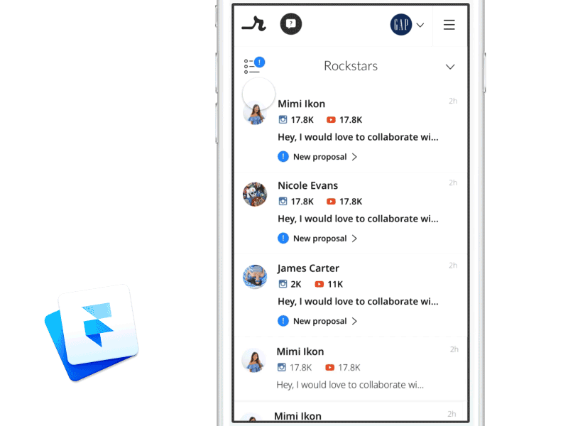 First FramerJS Prototype - Groups on Revfluence framerjs ios iphone product prototype ui