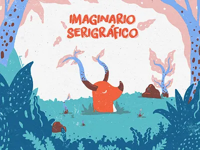 Illustration for silkscreen poster animal fantasy illustration imaginary ink paper plants poster serigraph silkscreen woods