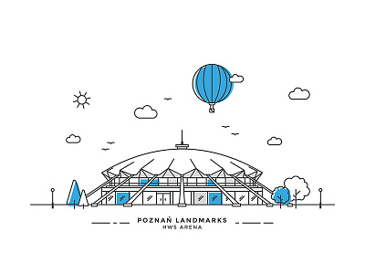 Poznan Landmarks #06 arena baloon building city illustration landmark line poznan vector