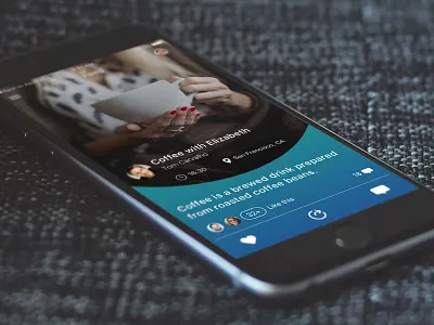 Feed screen for iOS activity admin chart feed graph icons message product stats ui ux video