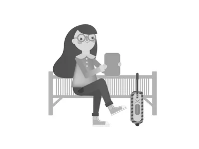Character / Tchibo Fb competition character game girl station train travel trip vector woman