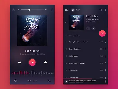 Music Player album app ios iphone music play playback player playlist song ui ux