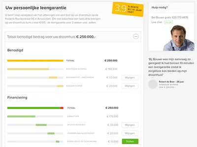 Online Mortgage Status Page form funnel graph mortgage stat status ui ux