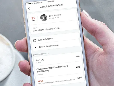 Appointment Detail application appointment calendar design ios iphone list mobile price ui ux white
