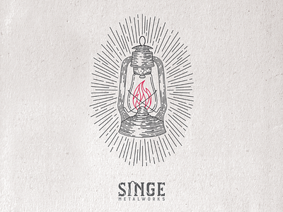 Singe Metalworks branding design identity lantern light linework logo