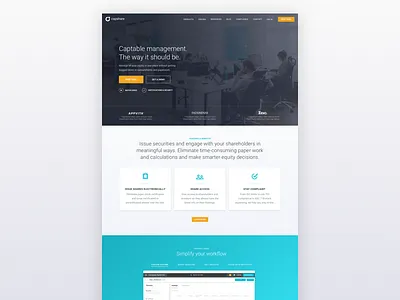 Landing Page cap table home long ui web website