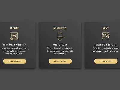 Advantages section advantages black card gold icon sample section template ui ux web design