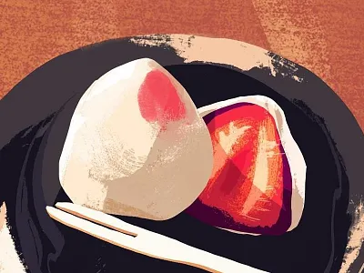 Strawberry Mochi art color study dessert illustration strawberry mochi
