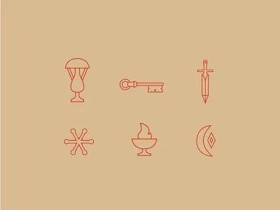 Mystery Symbols bowl crescent dagger fire key knife moon mystery sculpture star vase