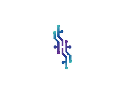 H data gradient h logo mark negative space quincy technology