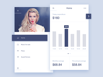 Home＋Sidebar app chat data dog icon messages poof rankings sketch ui