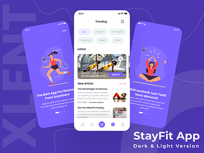 Stay Fit - Mobile App Design branding design illustration logo typography ui uiux ux vector