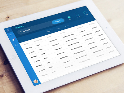 AssetTRAK Search Results app design inventory ipad list mobile search ui