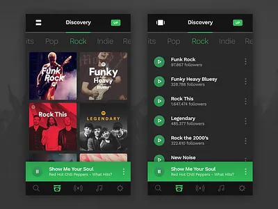Spotify Discovery - Concept (2) concept design discovery funkrock green mobile music rock slider spotify