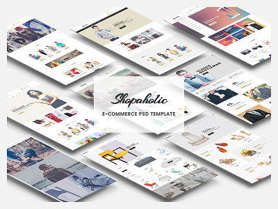 Shopaholic - Clean e-Commerce PSD Template business creative e commerce ellectronics fashion furniture jewellery minimal portfolio real estate retail shop